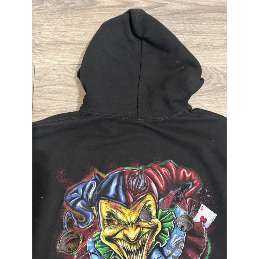 Six Flags Mens Sweater S Evil Jester Hoodie Black Fright Fest Clown Pullover